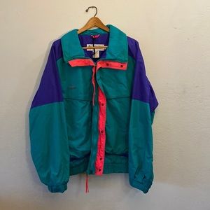 Columbia | 90’s Vintage Bomber Ski Green/Pink/Purple Jacket